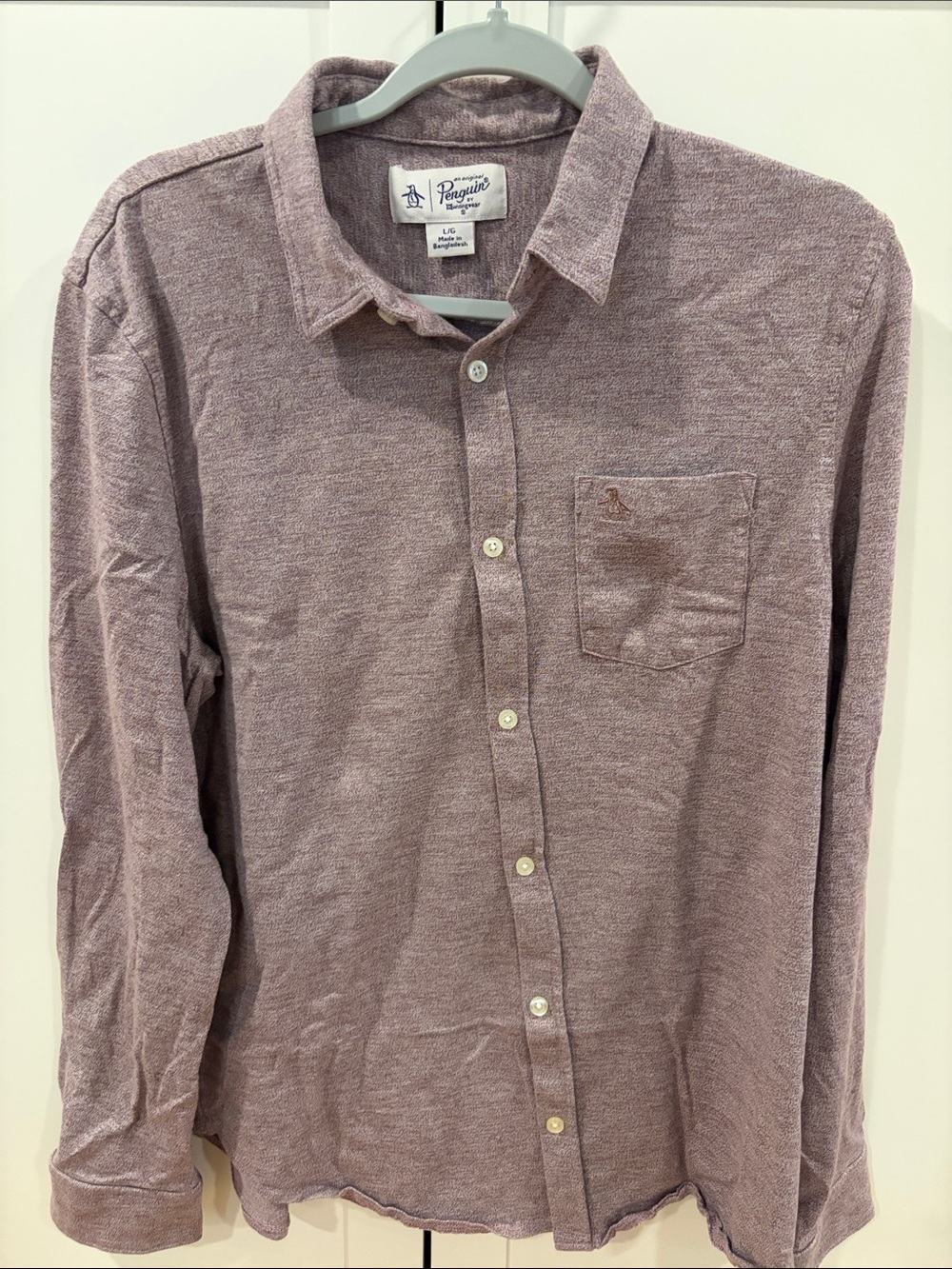 Original Penguin Men's Heathered Burgundy Button-Down Shirt